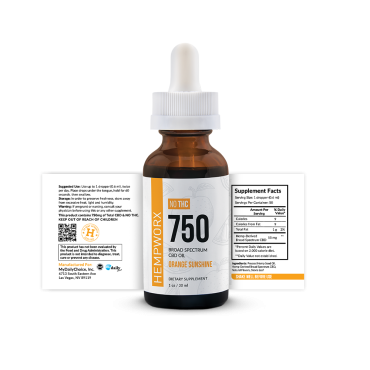 HempWorx Broad Spectrum CBD Oil THC Not Detected - Orange Sunshine (750mg)