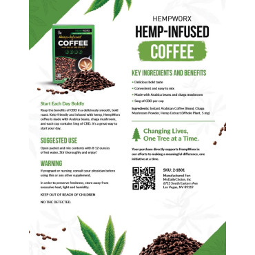 Cafea infuzată cu cânepă HempWorx